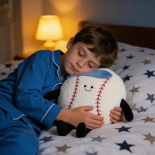 Vista 5 de Linda Almohada de Béisbol Suave Animal de Peluche de Béisbol Almohadas Deportivas, 17.7" Regalos de Juguete de Peluche Únicos para Adolescentes