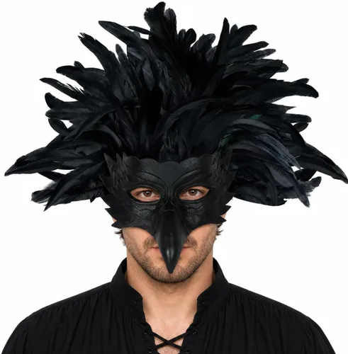 Vista 8 de Máscara de cuervo de águila, máscara de media cara con pico de pájaro negro