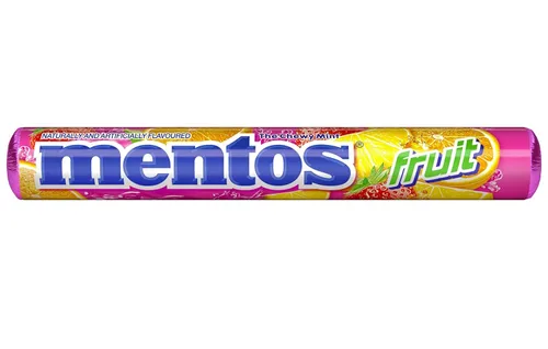 Vista 3 de Mentos Rollo de caramelo de menta masticable, fruta, 14 piezas por rollo (paquete de 1)