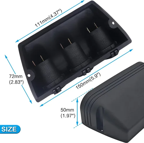 Vista 6 de tres enchufes con adaptador de potencia y separador de encendedores de cigarrillo en estilo marino, de 12 a 24 V, 3 power sockets