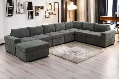 Vista 14 de A Ainehome Sofá seccional, juego de sofá de 4 asientos para sala de estar, sofá en forma de L, juegos de muebles seccionales para sala de estar