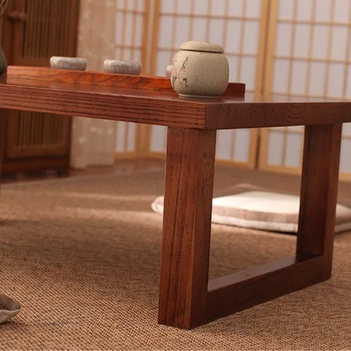 Vista 4 de Mesa de Centro Solid Wood Coffee Table Creative Bay Window Tea Table Japanese Tatami Low Table Balcony Computer Desk Center Cocktail