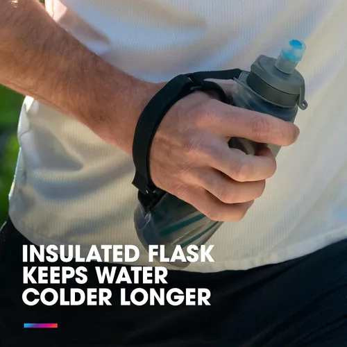 Vista 5 de HydraPak SkyFlask Speed - Botella de agua plegable para correr (350 ml, 500 ml, 500 ml aislada) - Correa ajustable, ligera, tapa a prueba