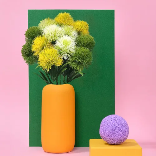 Vista 6 de SNAIL GARDEN 15 piezas de diente de león artificial, ramo de plantas de flores artificiales con 1 florero, bolsa de papel kraft, arbustos