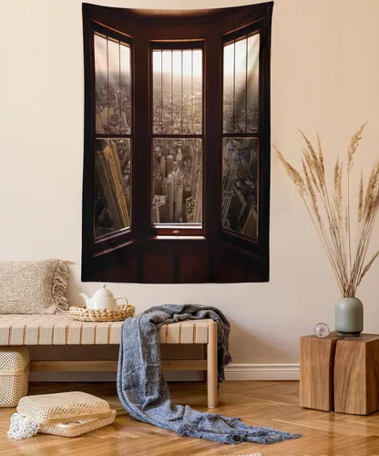 Vista 35 de Ambesonne Tapiz de arte afro, hombre negro fuerte con una corona de trazos impresión de pintura moderna, decoración de tela para colgar en la pared