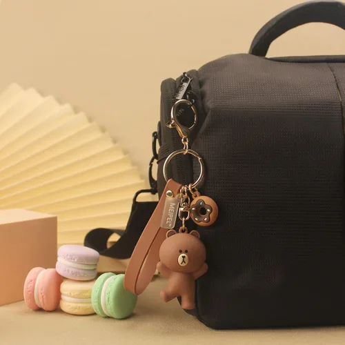 Vista 6 de MEIPEL Lindo llavero Kawaii marrón accesorios de dibujos animados Anime Cony Sally Bear llavero mochila regalo para mujeres hombres