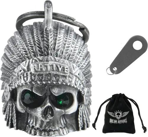 Vista 10 de Dream Apparel Campanas de motocicleta para motociclistas, accesorios de campanas pesadas y llavero para la suerte