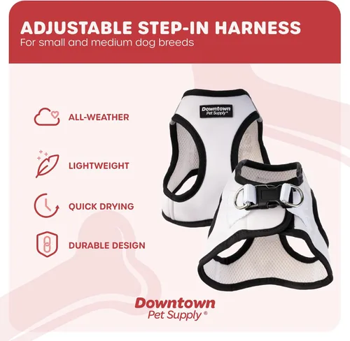 Vista 11 de Downtown Pet Supply Arnés para perro Step-in – Sin tirones, malla acolchada ajustable con ribete reflectante, correa de hebilla segura – Arnés