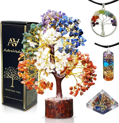 Vista 9 de Árbol de 7 chakras, árbol de la vida de cristal, árboles de Feng Shui, energía positiva, regalo de meditación, cristales y piedras, artículos