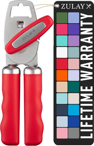 Vista 30 de Zulay Kitchen Abrelatas manual de acero inoxidable resistente con abridor de botellas, abrelatas manual a prueba de óxido con perilla giratoria