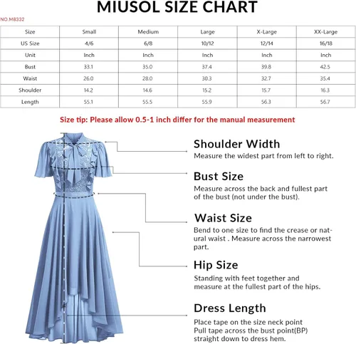 Vista 5 de Miusol Vestido largo de fiesta de dama de honor con diseño de encaje floral retro para mujer