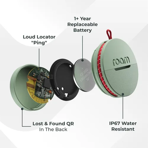 Vista 7 de ROAM SMART TRACKER - Rastreador Bluetooth y localizador de artículos para llaves, equipaje, equipo para niños y mascotas, (iOS, Android), sin Negro