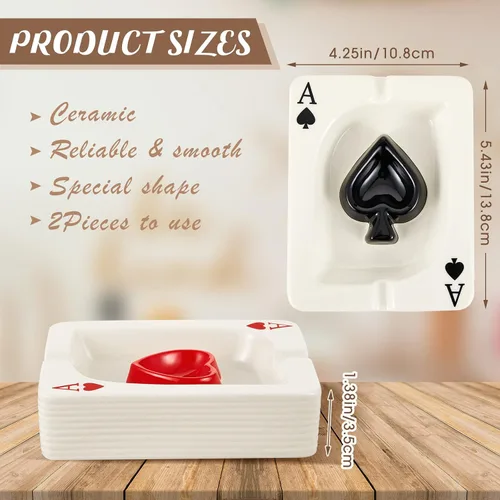 Vista 2 de Amylove Cenicero creativo de cerámica para fumetas de cerámica para fumetas, accesorios de cigarrillos de póquer de cerámica para el hogar, oficina