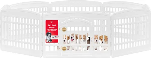 Vista 23 de IRIS USA Corralito para perros de 4 paneles de 24" con puerta, 35 x 35 x 24, corralito para cachorros, corralito para perros de interior, cerca