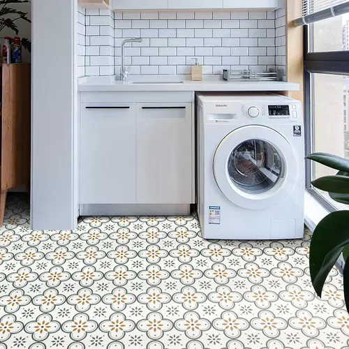 Vista 2 de Azulejos de Piso Despegar y Pegar Autoadhesivos de Vinilo para Cocina Baño Cuarto de Lavado Casa de Mascotas Chimenea 20 Hojas 8"x8" Calcomanías