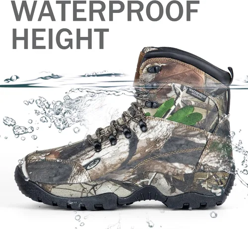 Vista 3 de Botas de caza para hombre, 7 pulgadas, impermeables, ligeras, botas de senderismo, 7.05 oz Thinsulate
