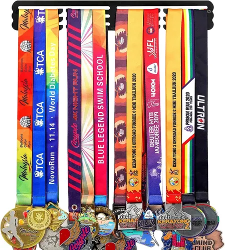Vista 18 de Goutoports Estante de exhibición para colgar medallas, organizador personalizado de cinta de premios para corredores de carreras deportivas, placas