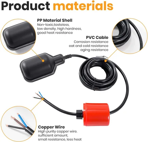 Vista 3 de Interruptor de flotador (sin enchufe) Controlador automático de nivel de agua con clasificación IP68, sensor de nivel automático para tanques