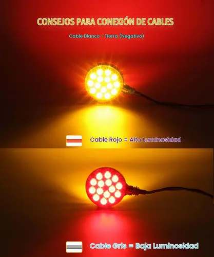 Vista 3 de Partsam 2 luces de pedestal redondas cromadas de doble cara de 3 pulgadas, color rojo/ámbar, 30 LED selladas, lente transparente, montaje