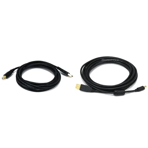 Vista 4 de Monoprice 105436 - Cable USB 2.0 de 0.45 m, de USB 2.0 A macho a B macho 28/24AWG (chapado en oro), color negro