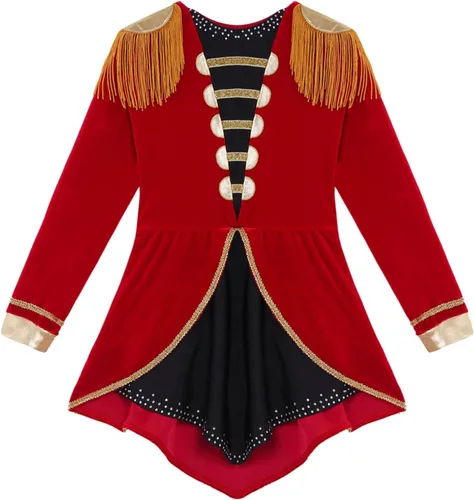 Vista 2 de CHICTRY Disfraz de maestra de circo para niñas, disfraz de maestra de ceremonia, traje de tambor de mayoreta, maestra de león, leotardo