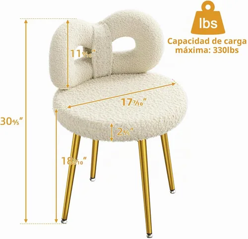 Vista 2 de ROOMTEC Silla de tocador giratoria con respaldo, silla de escritorio tapizada para niñas, tocador moderno para dormitorio, sala de estar