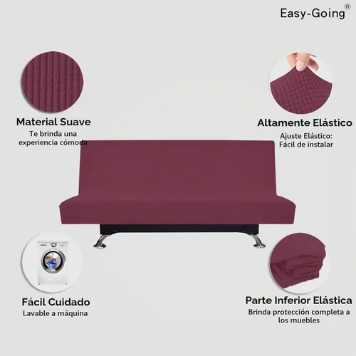 Vista 3 de Easy Going - Fundas elásticas para futón Protector de muebles de sofá cama sin reposabrazos con parte inferior elástica para niños, jacquard