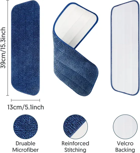 Vista 4 de 7 unidades de almohadillas reutilizables de microfibra para Swiffer PowerMop - MEXERRIS PowerMop recambios, almohadillas de trapeador para suelos