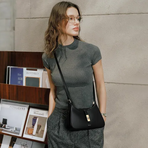 Vista 3 de Keyli - Bolso de hombro de moda para mujer, de cuero vegano, con correa ajustable, bolsos estilo hobo, con asa larga