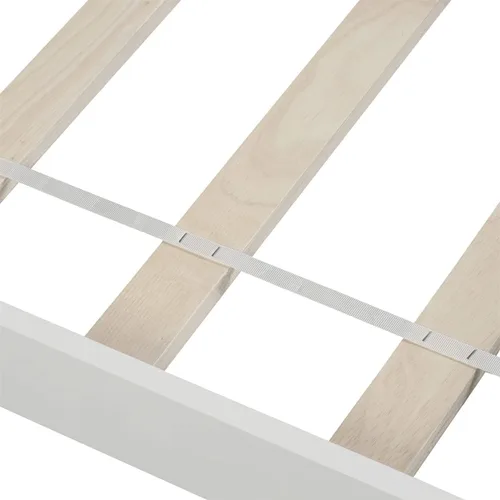 Vista 4 de Marco de cama de plataforma de tamaño individual, cama de plataforma de madera con cabecera y soporte de listones, muebles de dormitorio para niños
