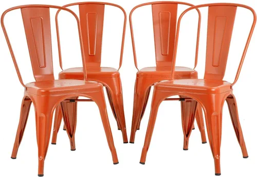 Vista 11 de Juego de 4 sillas de comedor, de metal, para interiores y exteriores, sillas de patio, de cocina, de 18 pulgadas de altura, silla de restaurante