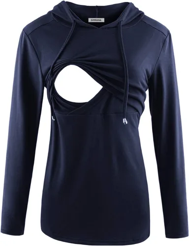 Vista 32 de GINKANA Sudadera con capucha para mujer, manga larga, lactancia materna, ropa casual