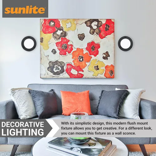 Vista 4 de Sunlite 88678 Lámpara LED de techo flotante de vidrio de 8 pulgadas, 2 unidades, 17 vatios (equivalente a 80 W), 1200 lúmenes, 4000 K blanco frío