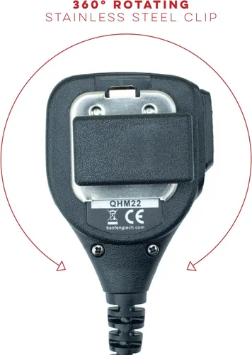 Vista 4 de BTECH QHM22 - Micrófono de altavoz IP54 resistente a la intemperie, micrófono de hombro de grado comercial premium para BAOFENG (UV-5R BF-F8HP)