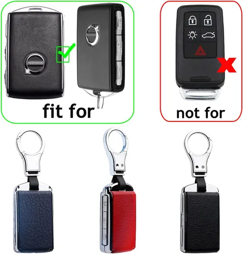 Vista 2 de ontto Funda de piel para llave de metal sin llave, para Volvo XC90 XC70 S60 S80 T5 T6