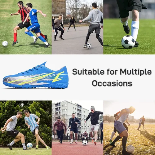 Vista 6 de Zapatos de fútbol para hombre, botines de fútbol atléticos, de alta calidad, transpirables, antideslizantes, para exteriores, para entrenamiento