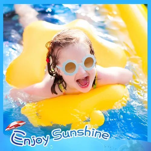 Vista 6 de 12 pares de lentes de sol redondos con forma de flor para niños lindos lentes de sol para exteriores