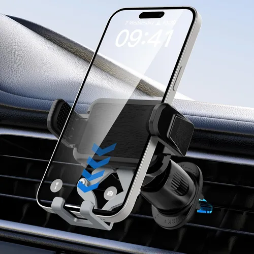 Vista 8 de Soporte de teléfono de coche para espejo retrovisor, giratorio 360° y retráctil, se adapta a teléfonos inteligentes de 4.0 a 7.0 pulgadas, espejo