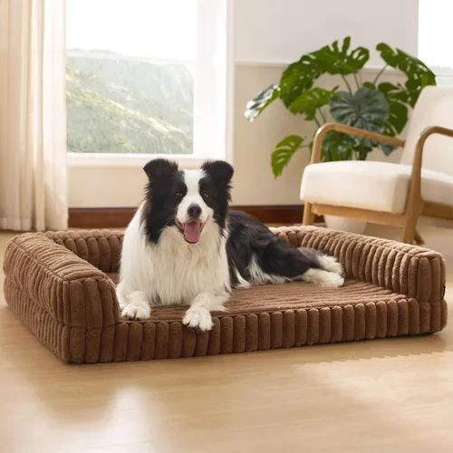 Vista 12 de Bedsure - Cama ortopédica para perros pequeños, cama impermeable de espuma viscoelástica con lados, sofá de espuma de nido de abeja para perros
