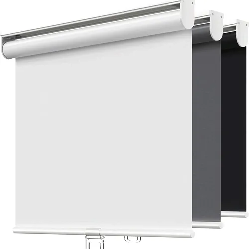 Vista 20 de Persianas enrollables opacas sin cordón para oscurecer la habitación, con sistema de resorte, protección UV, persianas de puerta, para hogar y Negro