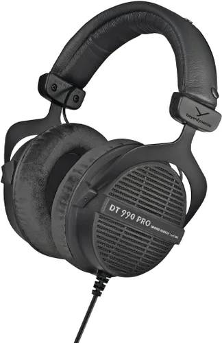 Vista 9 de beyerdynamic DT 990 Pro - Auriculares de diadema para monitor de estudio, sistema abierto, con cable (80 Ohmios, negro edición limitada)