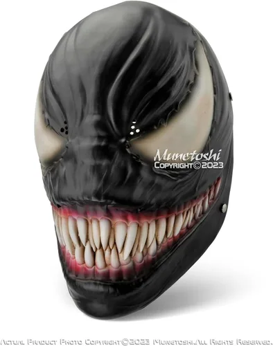 Vista 2 de Munetoshi Venom Simbionte Máscara Villano Araña Cómic Película Horror Ciencia Ficción Cosplay Prop