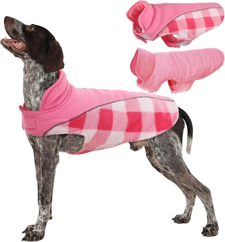 Vista 23 de Kuoser - Abrigo reversible para perros para climas fríos, abrigo de invierno impermeable reflejante para mascotas, abrigo para perros a cuadros