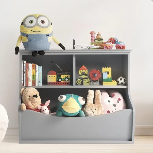 Vista 10 de CAPHAUS Organizador de almacenamiento de juguetes para niños, cubo de almacenamiento abierto, gabinete multifuncional de almacenamiento de libros