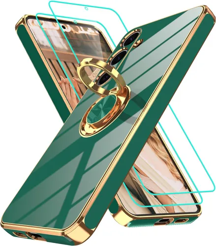Vista 25 de Funda para Motorola Moto G 5G 2024: Funda Moto G Play 5G 2024 con 2 piezas de protectores de pantalla, soporte de anillo de rotación de 360°