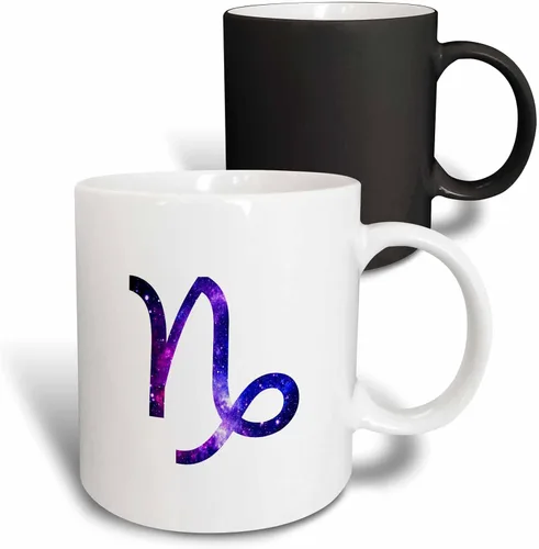 Vista 9 de 3dRose Capricorn star sign - goat zodiac glyph astrological horoscope symbol 11oz Two-Tone Black Mug