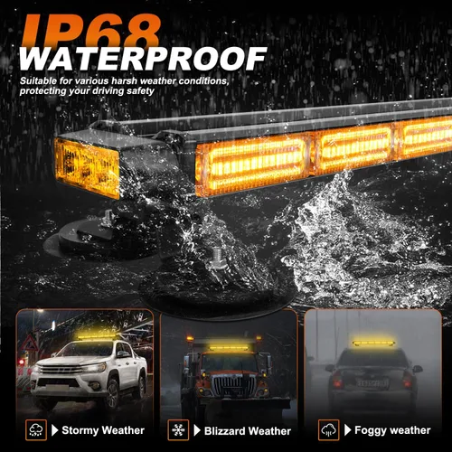 Vista 6 de ASPL - Barra de luces estroboscópicas de 66 cm, 126 LED, de emergencia, para techo, doble cara, con controlador, intermitente, de advertencia, luz