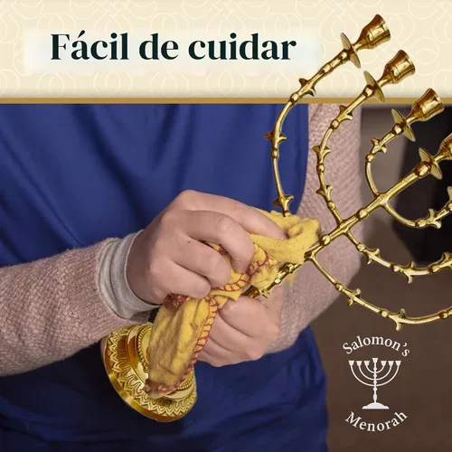 Vista 8 de The Living Branch Menorah 7450, diseño icónico, alto 16 pulgadas, menorá de latón de Israel