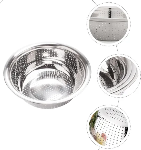Vista 4 de Stainless Steel Rice Washing Sifter Basin with Widened Edges