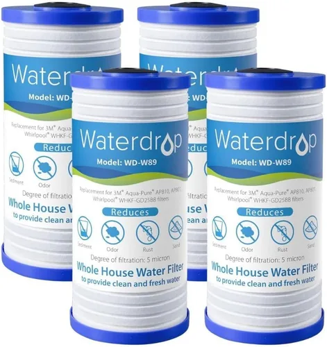 Vista 12 de Waterdrop AP810 - Filtro de agua de repuesto para toda la casa para 3M® Aqua-Pure AP810, AP801, AP811, Whirlpool® WHKF-GD25BB, WHKF-DWHBB, 10 x 4.5